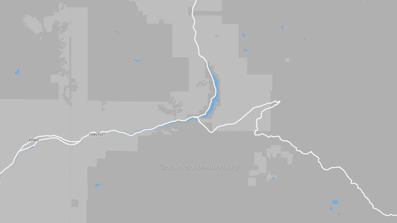 Walk Grade map of Somerset, CO, walkable areas in green and car-dependent areas in red