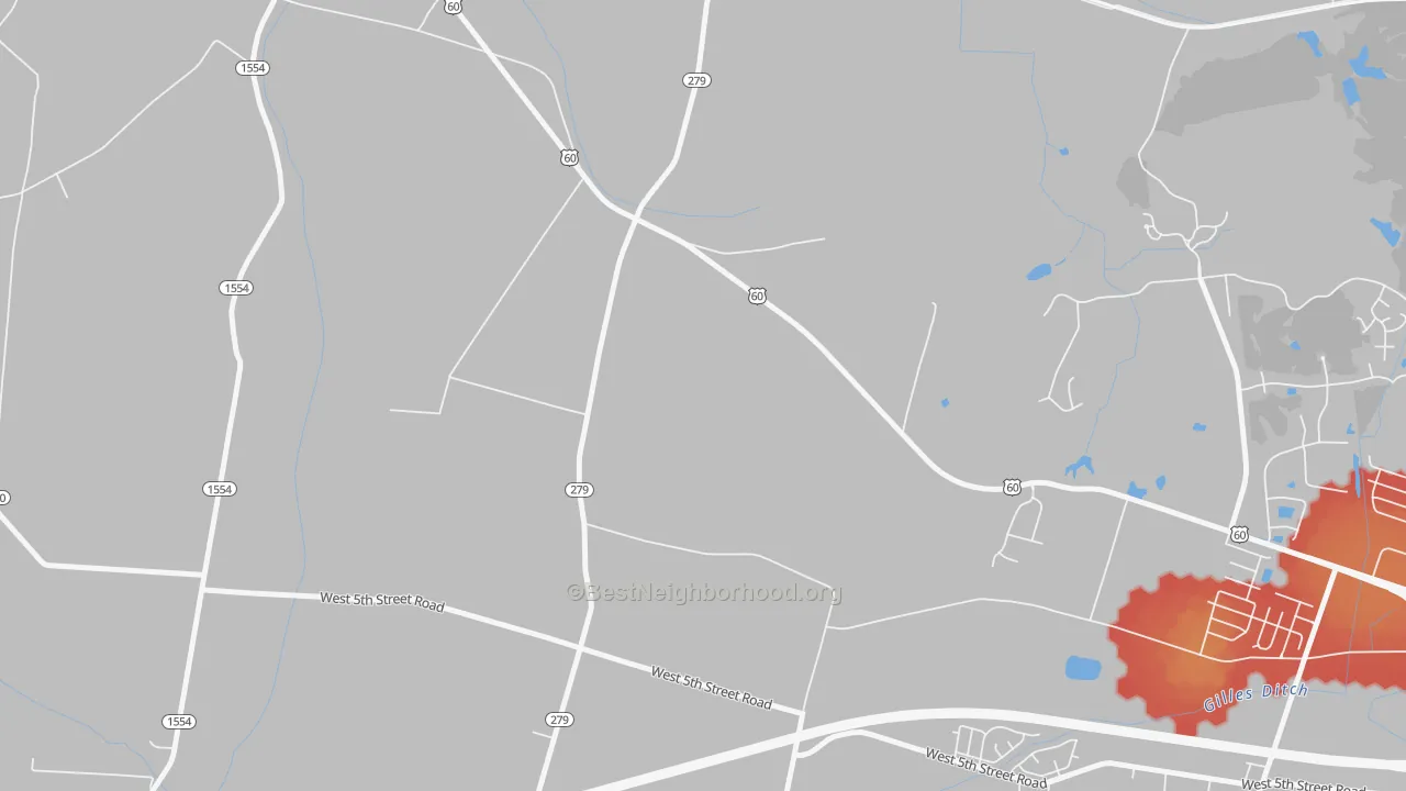Walk Grade map of Sorgho, KY, walkable areas in green and car-dependent areas in red