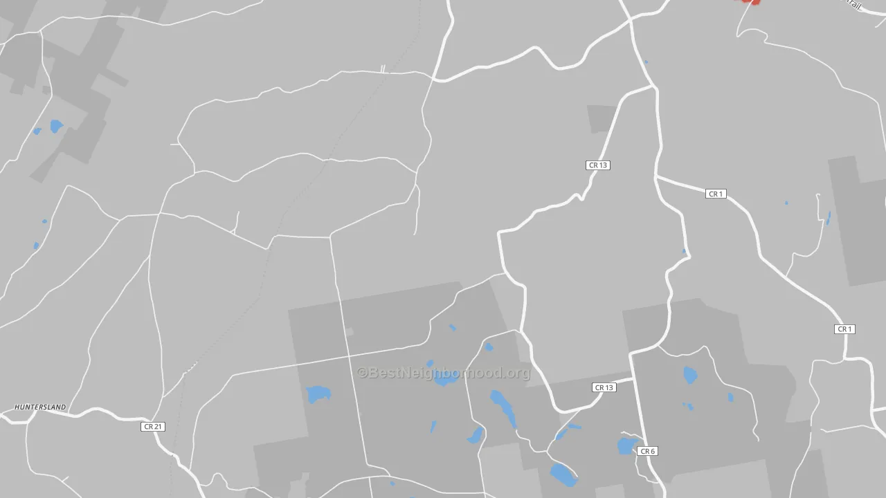 Walk Grade map of South Berne, NY, walkable areas in green and car-dependent areas in red