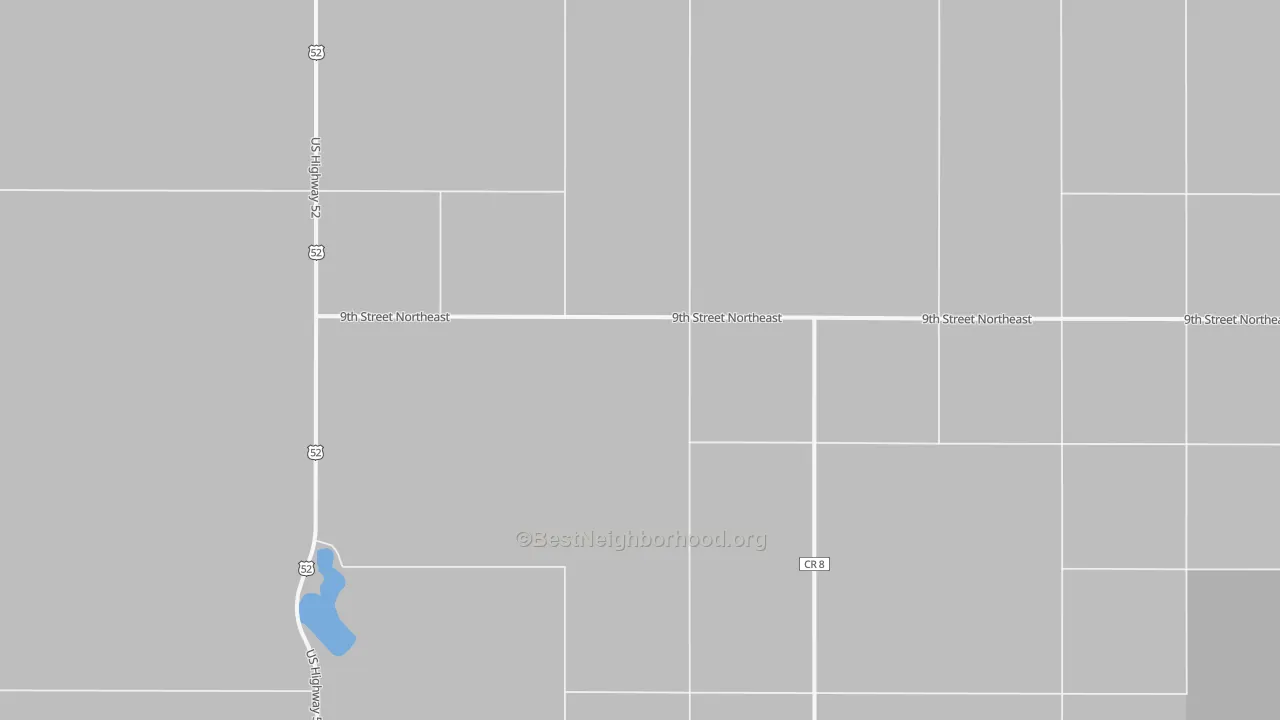 Walk Grade map of South Cottonwood, ND, walkable areas in green and car-dependent areas in red