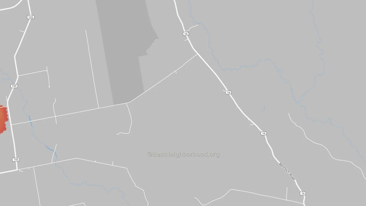 Walk Grade map of South Lagrange, ME, walkable areas in green and car-dependent areas in red