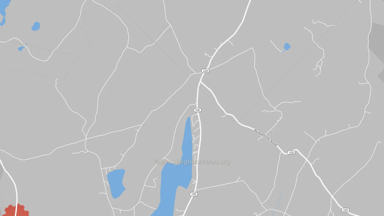 Walk Grade map of South Liberty, ME, walkable areas in green and car-dependent areas in red