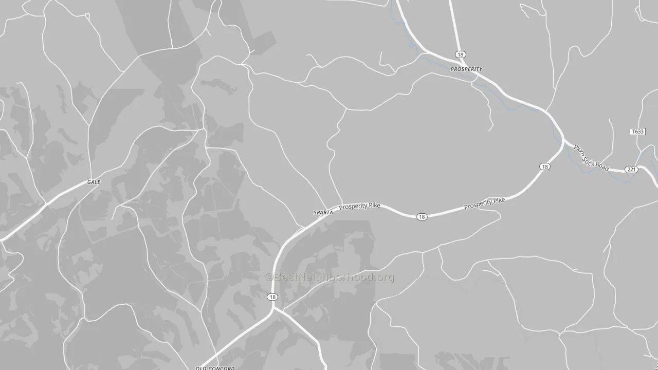 Walk Grade map of Sparta, PA, walkable areas in green and car-dependent areas in red