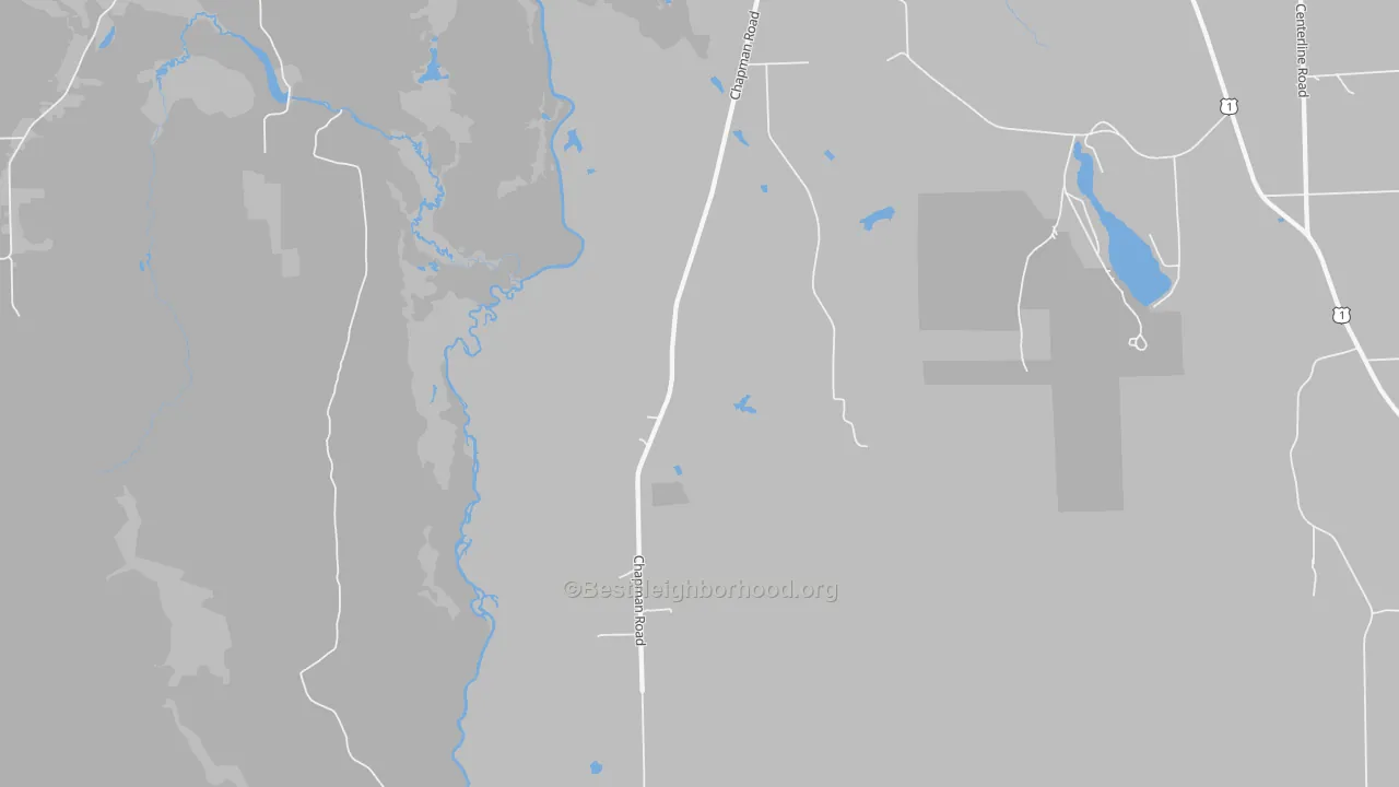 Walk Grade map of Spragueville, ME, walkable areas in green and car-dependent areas in red