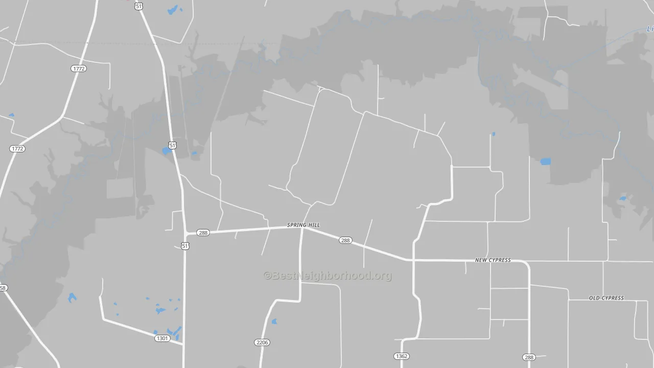 Walk Grade map of Spring Hill, KY, walkable areas in green and car-dependent areas in red