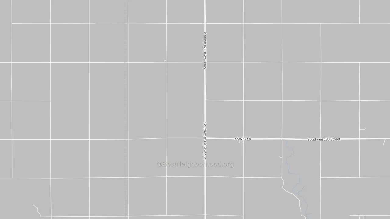 Walk Grade map of St. Leo, KS, walkable areas in green and car-dependent areas in red