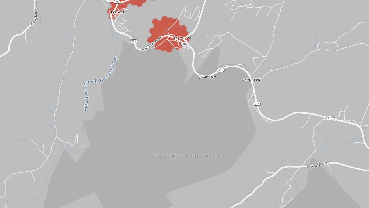 Walk Grade map of Stone Row, PA, walkable areas in green and car-dependent areas in red