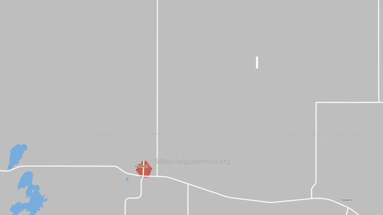 Walk Grade map of Stoneview, ND, walkable areas in green and car-dependent areas in red