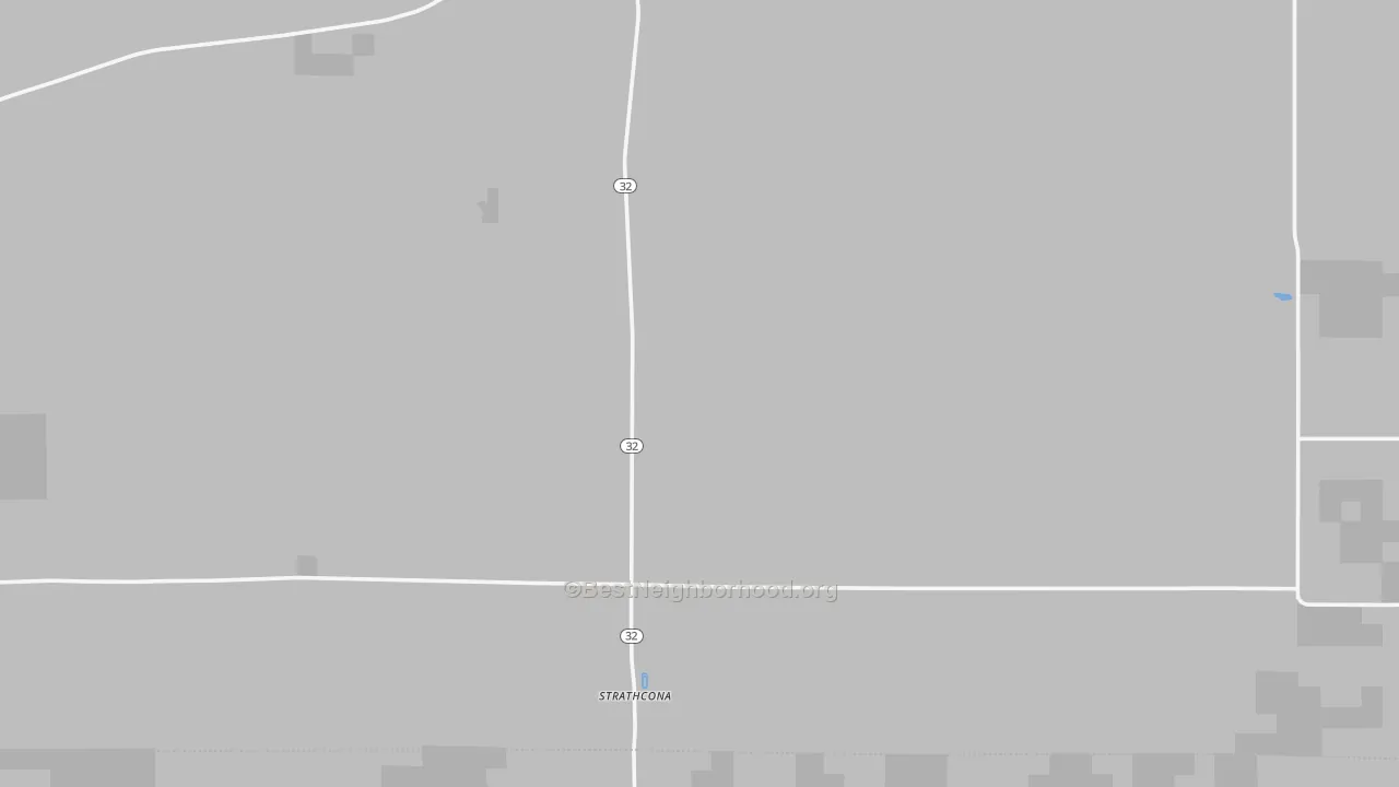 Walk Grade map of Strathcona, MN, walkable areas in green and car-dependent areas in red