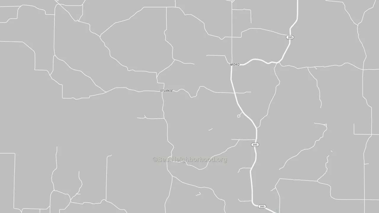 Walk Grade map of Sturkie, AR, walkable areas in green and car-dependent areas in red