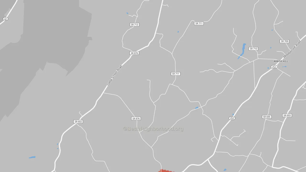 Walk Grade map of Summerdean, VA, walkable areas in green and car-dependent areas in red