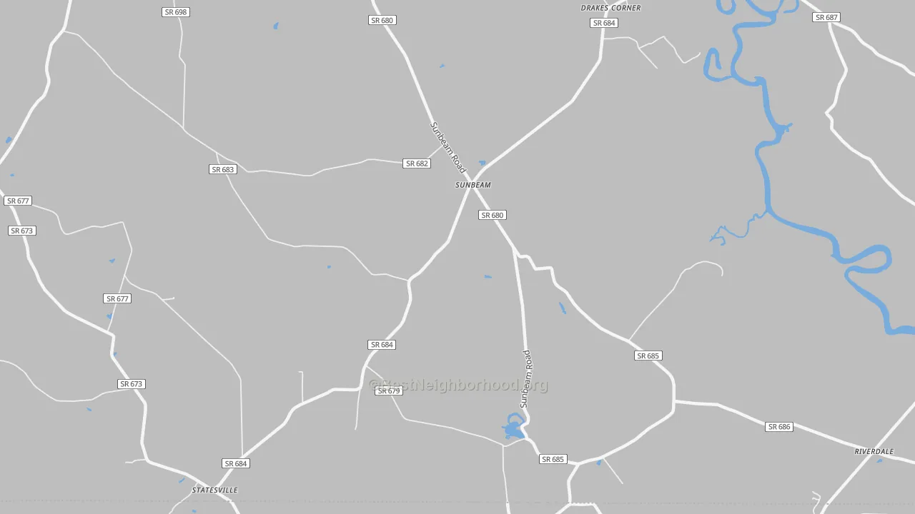 Walk Grade map of Sunbeam, VA, walkable areas in green and car-dependent areas in red