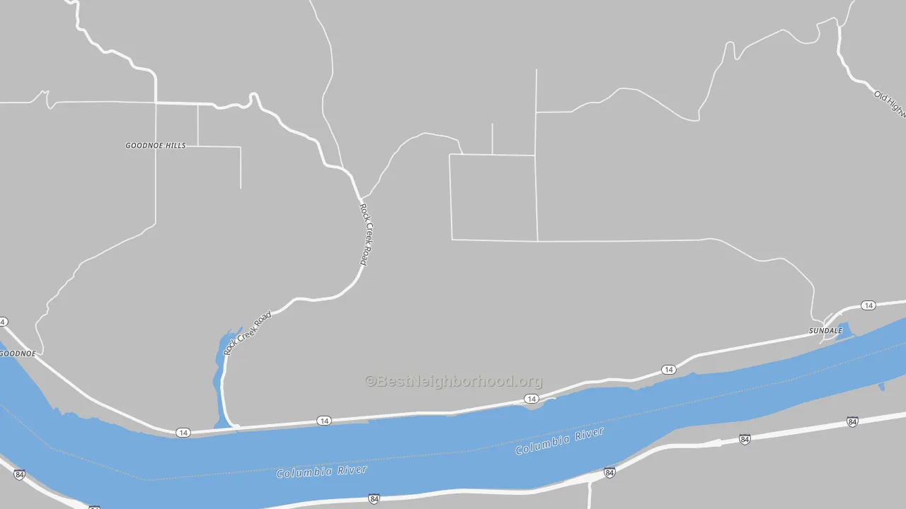 Walk Grade map of Sundale, WA, walkable areas in green and car-dependent areas in red