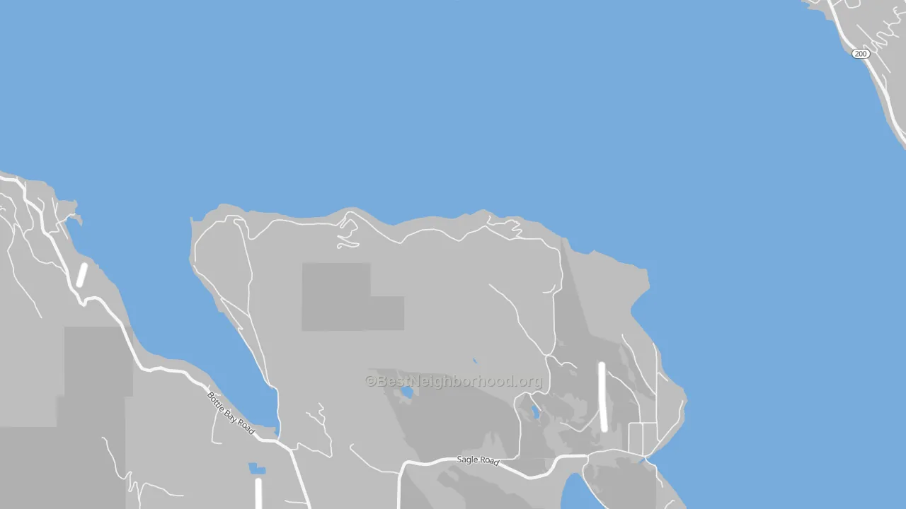 Walk Grade map of Sunnyside, ID, walkable areas in green and car-dependent areas in red