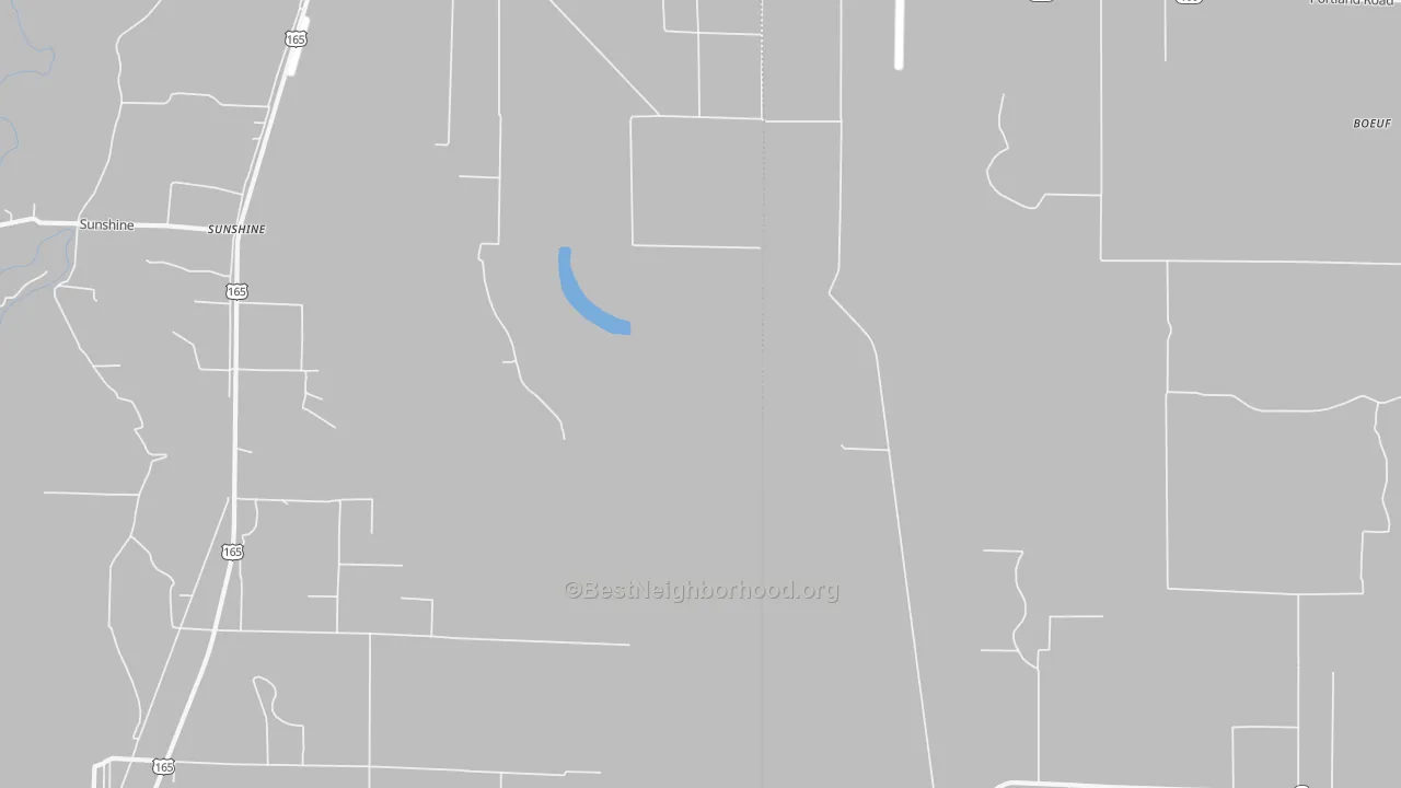 Walk Grade map of Sunshine, AR, walkable areas in green and car-dependent areas in red