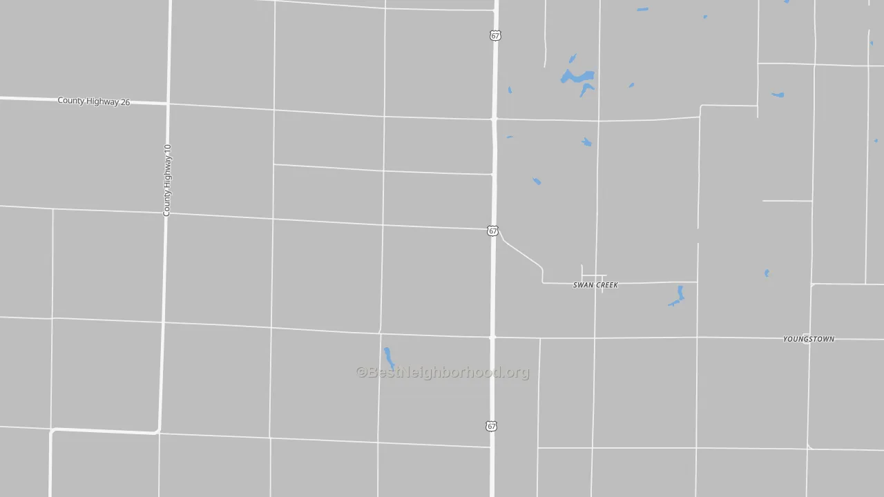 Walk Grade map of Swan Creek, IL, walkable areas in green and car-dependent areas in red