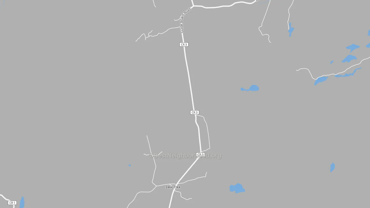 Walk Grade map of Swastika, NY, walkable areas in green and car-dependent areas in red