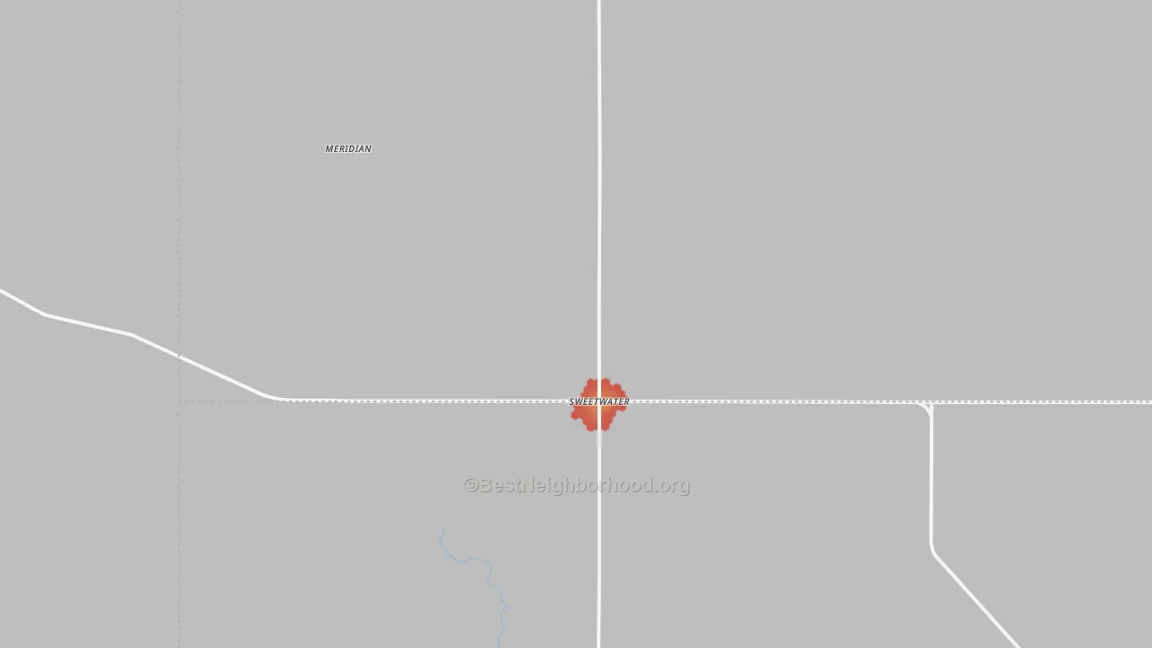 Walk Grade map of Sweetwater, OK, walkable areas in green and car-dependent areas in red
