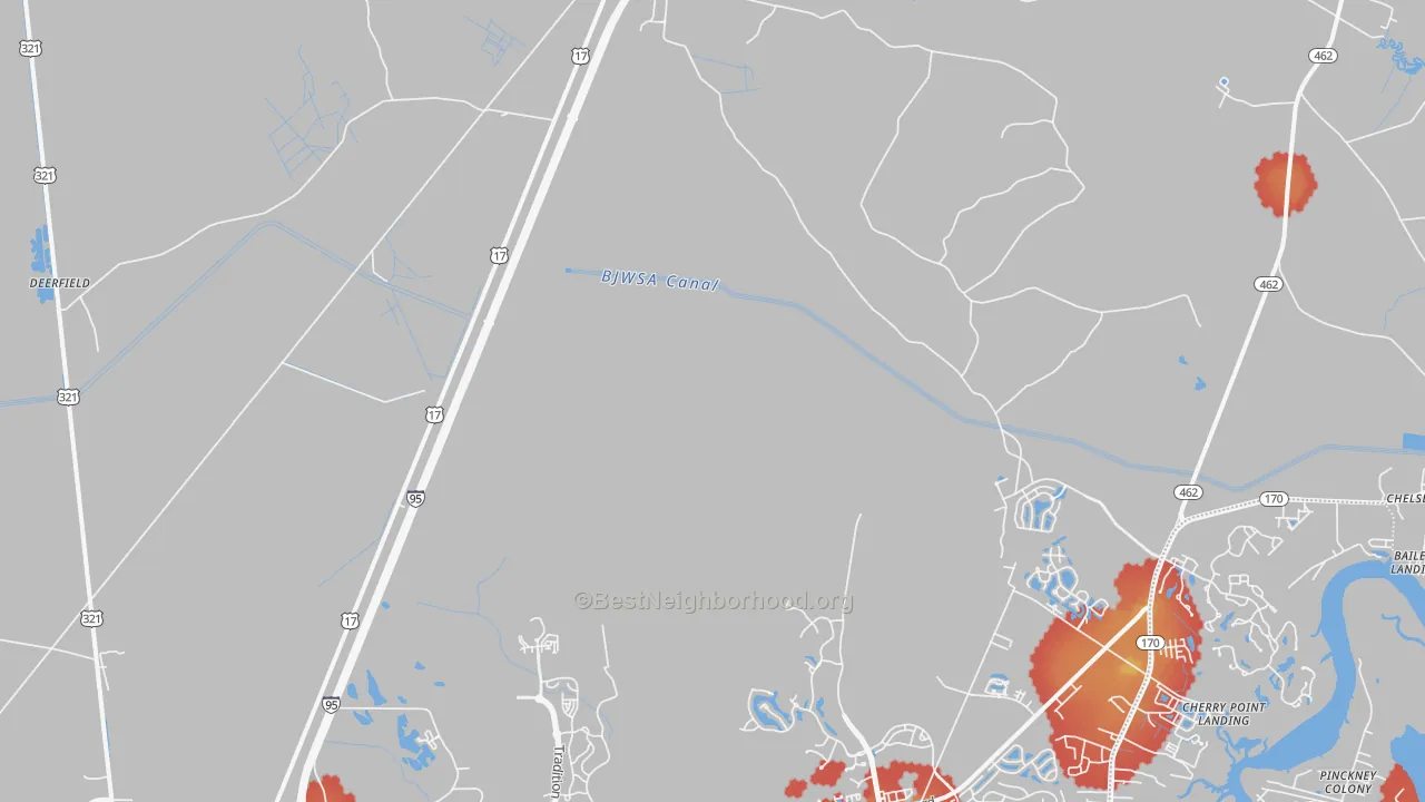 Walk Grade map of Switzerland, SC, walkable areas in green and car-dependent areas in red