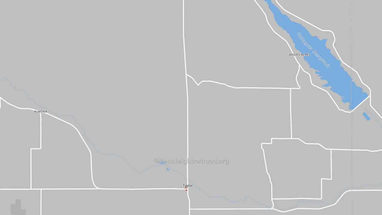 Walk Grade map of Taylor, NE, walkable areas in green and car-dependent areas in red
