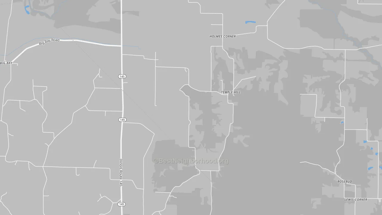 Walk Grade map of Temple Hill, IL, walkable areas in green and car-dependent areas in red