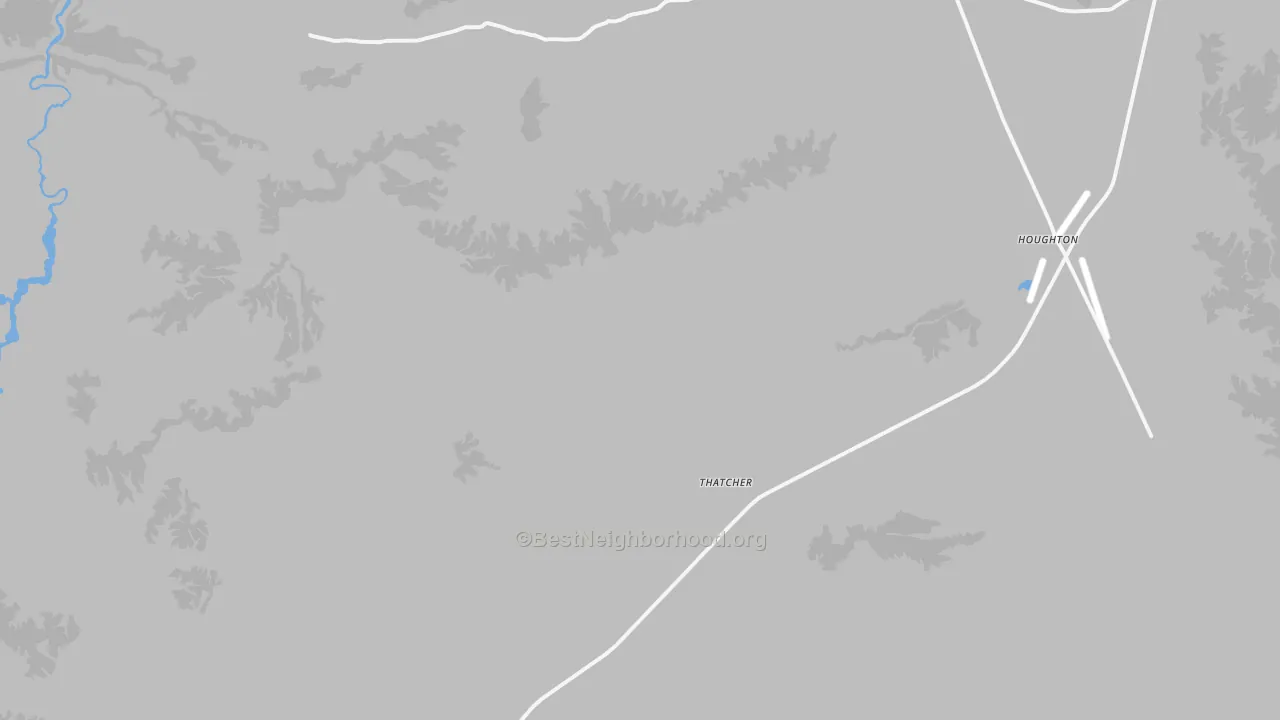 Walk Grade map of Thatcher, CO, walkable areas in green and car-dependent areas in red