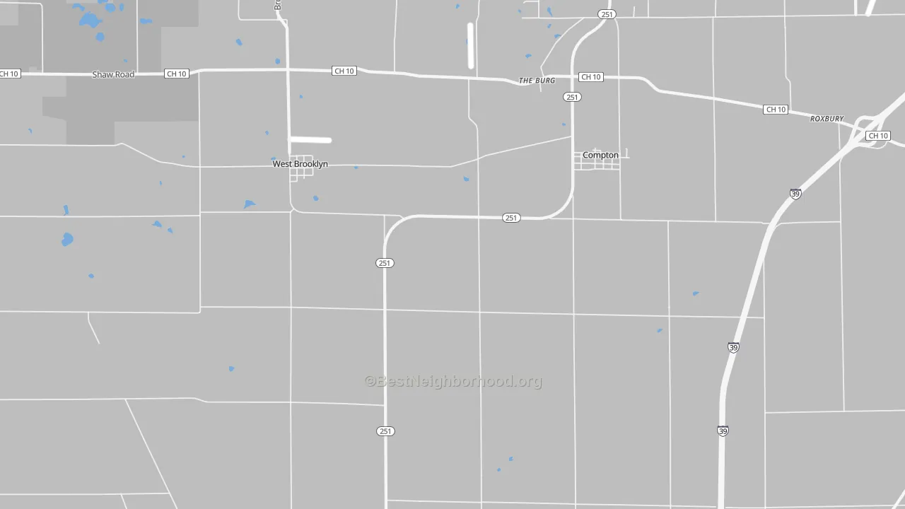Walk Grade map of The Burg, IL, walkable areas in green and car-dependent areas in red