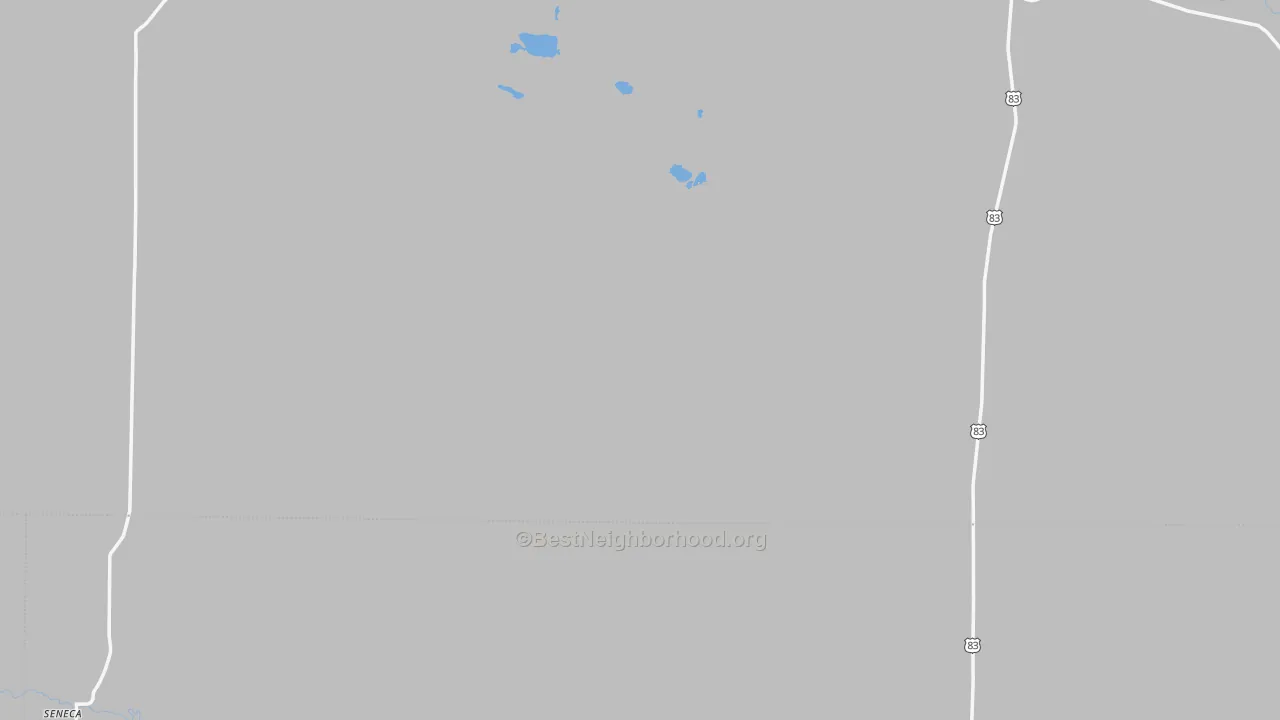 Walk Grade map of Thedford, NE, walkable areas in green and car-dependent areas in red