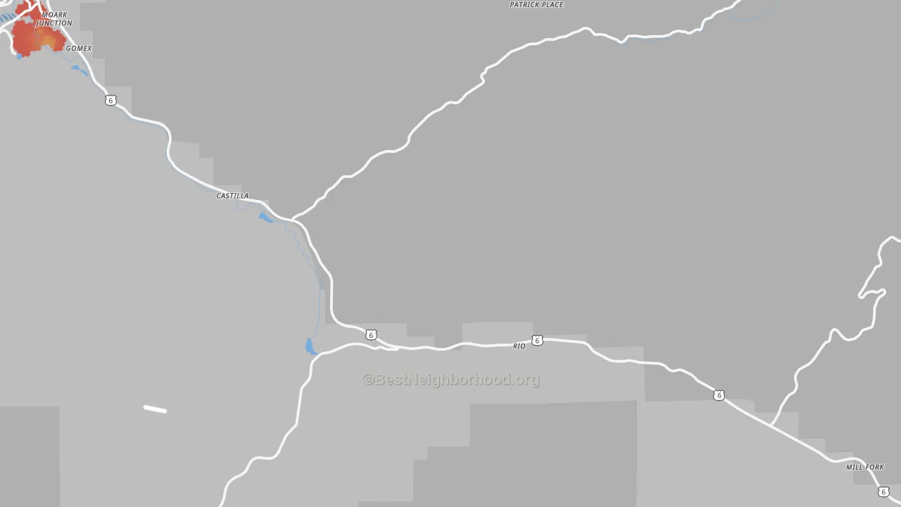 Walk Grade map of Thistle, UT, walkable areas in green and car-dependent areas in red