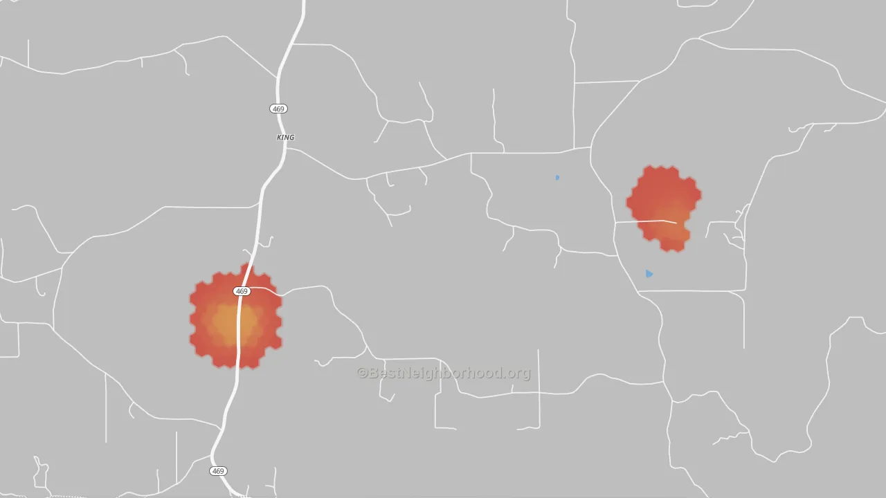Walk Grade map of Thomasville, MS, walkable areas in green and car-dependent areas in red