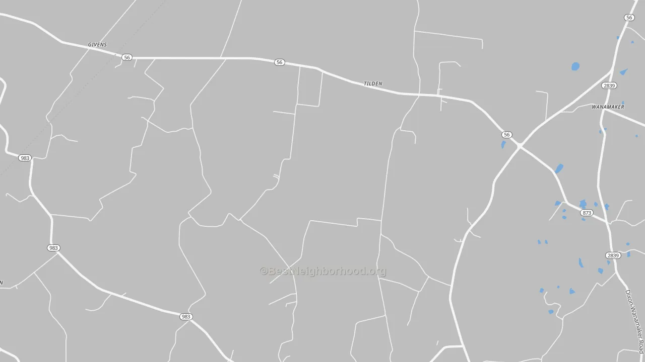 Walk Grade map of Tilden, KY, walkable areas in green and car-dependent areas in red