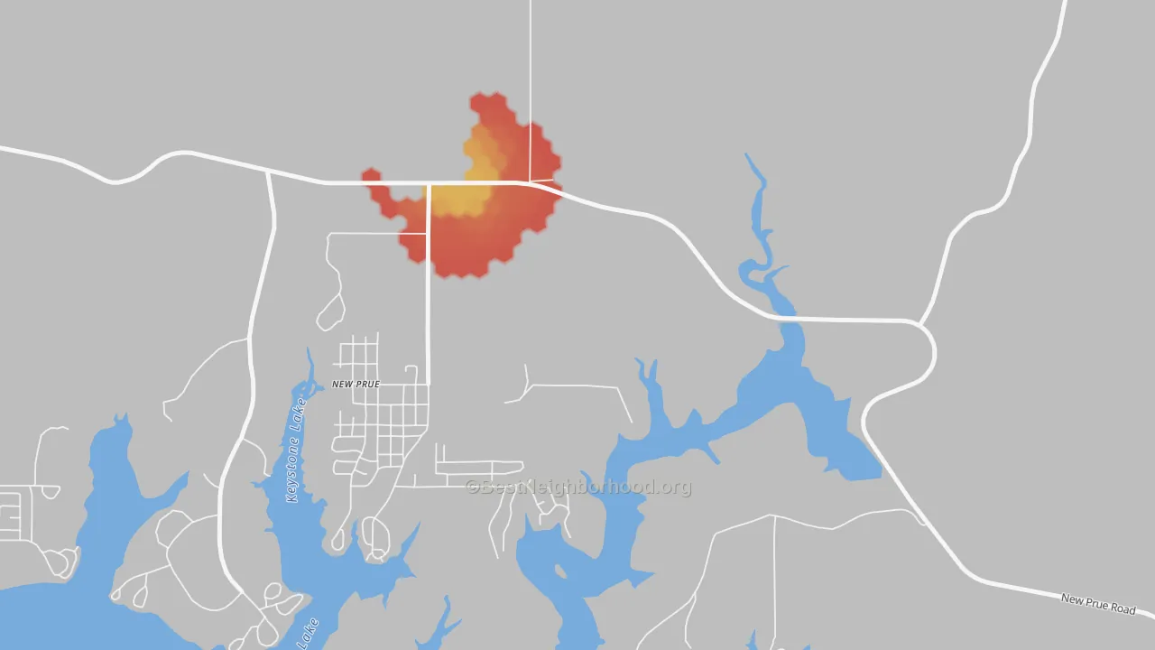 Walk Grade map of Timberlane, OK, walkable areas in green and car-dependent areas in red