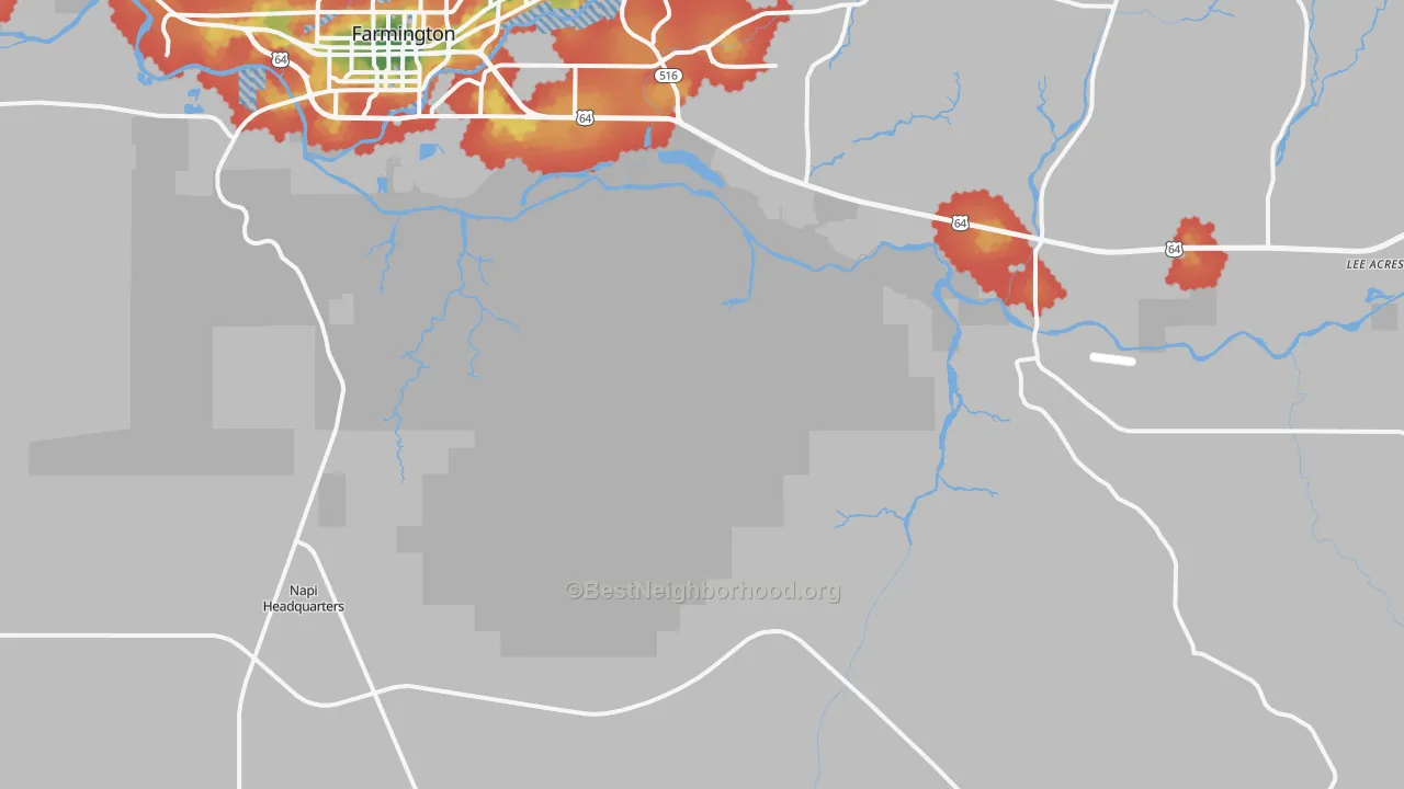 Walk Grade map of Tinian, NM, walkable areas in green and car-dependent areas in red