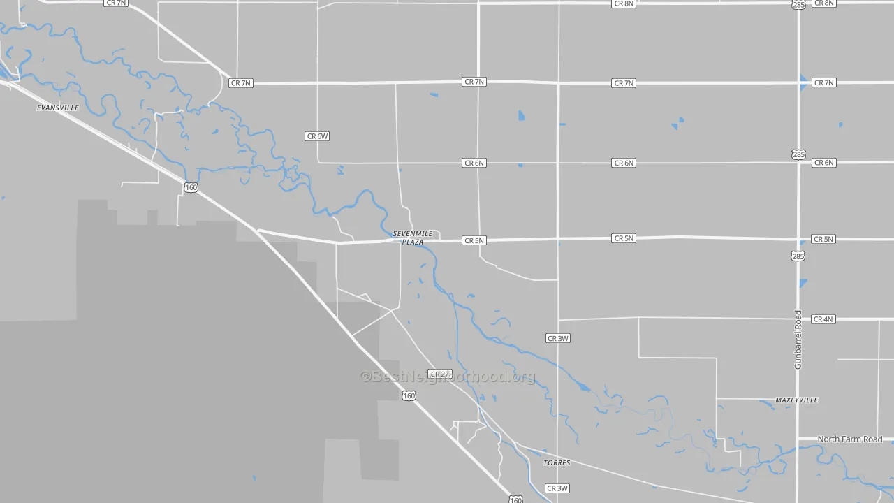 Walk Grade map of Torres, CO, walkable areas in green and car-dependent areas in red