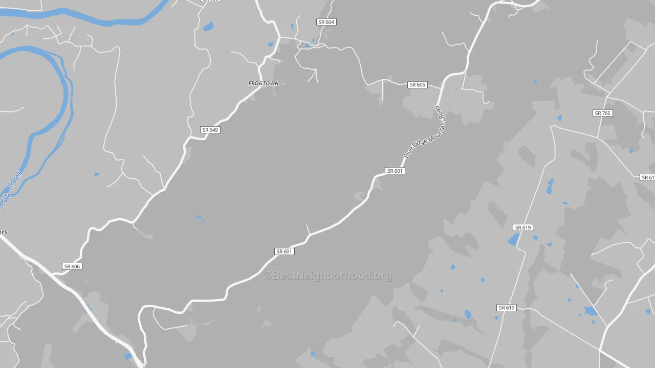 Walk Grade map of Trapp, VA, walkable areas in green and car-dependent areas in red