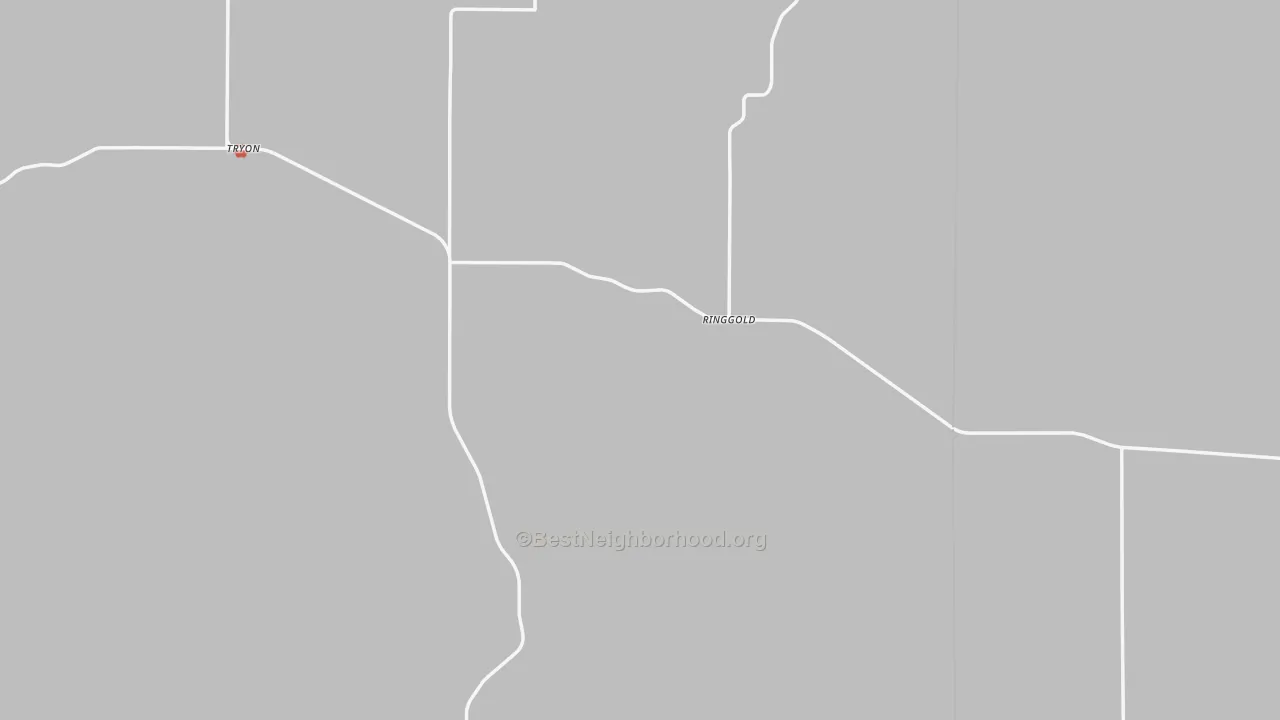 Walk Grade map of Tryon, NE, walkable areas in green and car-dependent areas in red