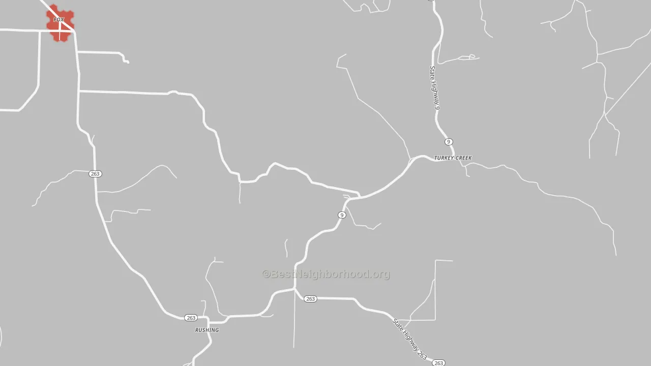 Walk Grade map of Turkey Creek, AR, walkable areas in green and car-dependent areas in red