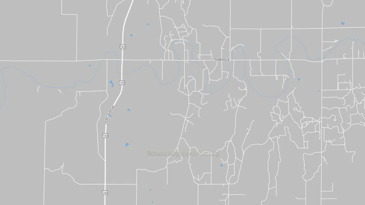 Walk Grade map of Turkville, KS, walkable areas in green and car-dependent areas in red