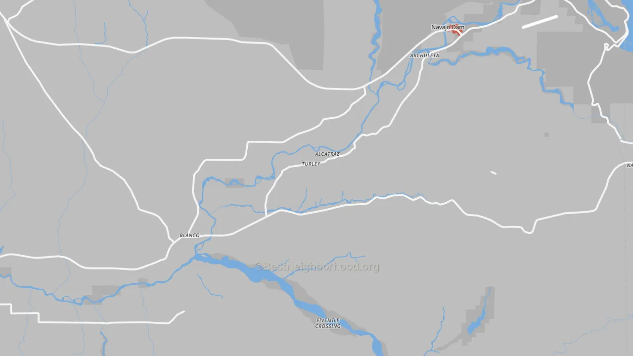 Walk Grade map of Turley, NM, walkable areas in green and car-dependent areas in red