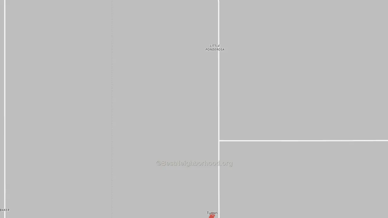 Walk Grade map of Turpin, OK, walkable areas in green and car-dependent areas in red