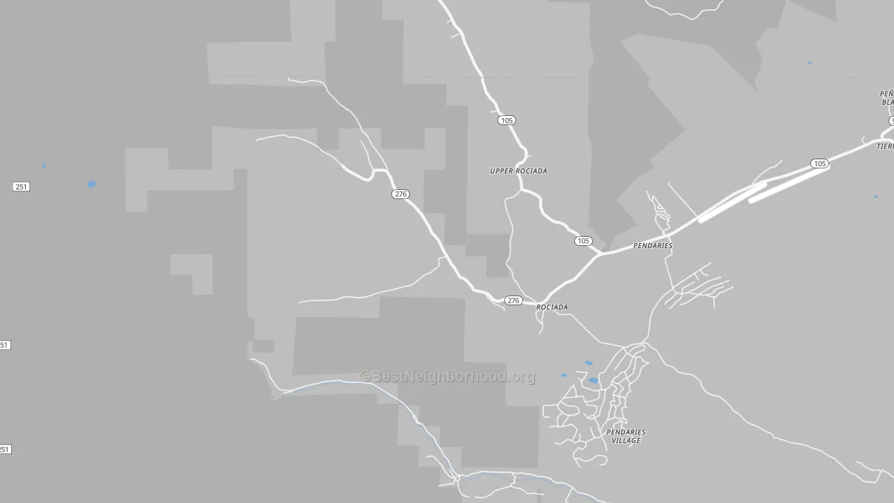 Walk Grade map of Upper Rociada, NM, walkable areas in green and car-dependent areas in red