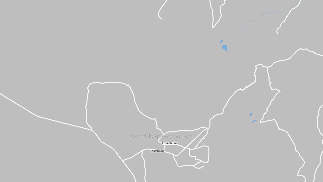 Walk Grade map of Upper Wheatfields, AZ, walkable areas in green and car-dependent areas in red