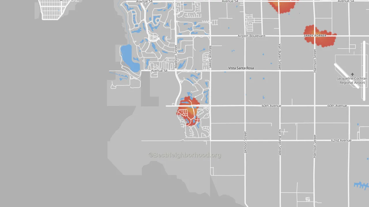 Walk Grade map of Valerie, CA, walkable areas in green and car-dependent areas in red
