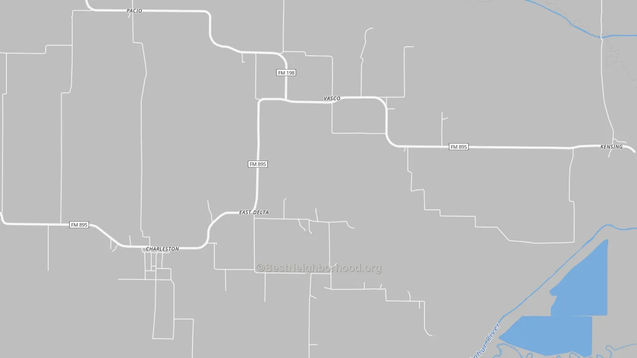 Walk Grade map of Vasco, TX, walkable areas in green and car-dependent areas in red
