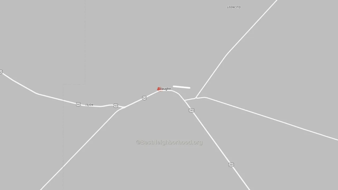 Walk Grade map of Vaughn, NM, walkable areas in green and car-dependent areas in red