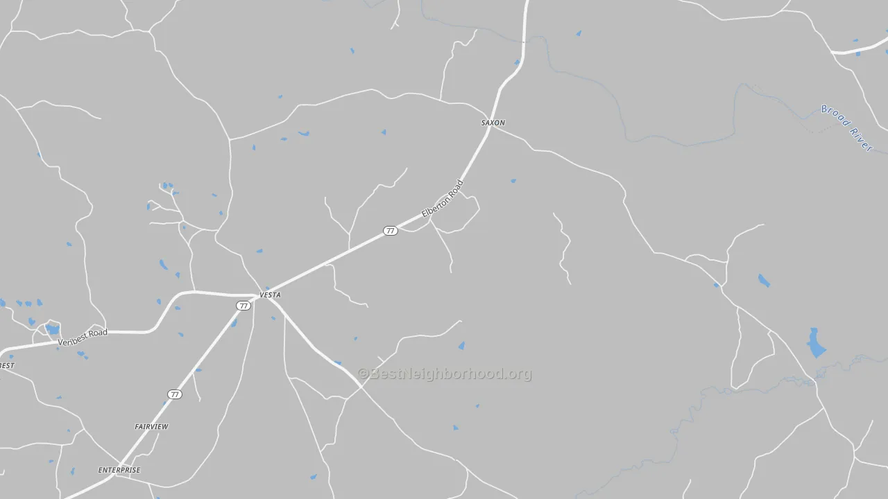 Walk Grade map of Vesta, GA, walkable areas in green and car-dependent areas in red