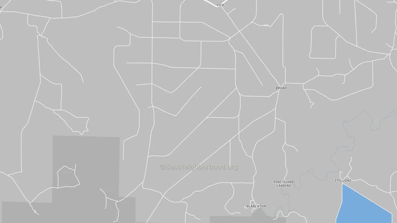 Walk Grade map of Vick, AR, walkable areas in green and car-dependent areas in red