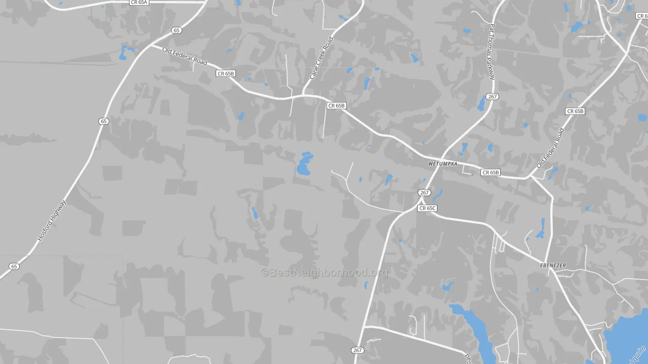 Walk Grade map of Vilas, FL, walkable areas in green and car-dependent areas in red
