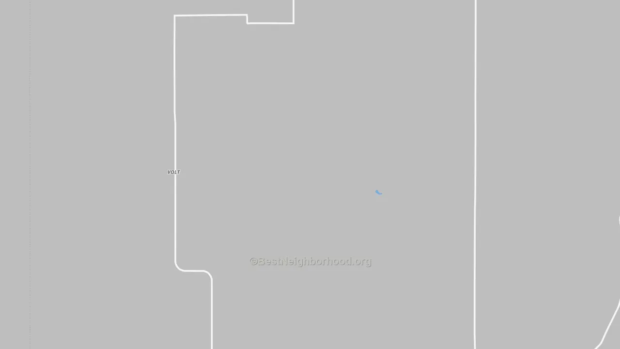 Walk Grade map of Volt, MT, walkable areas in green and car-dependent areas in red