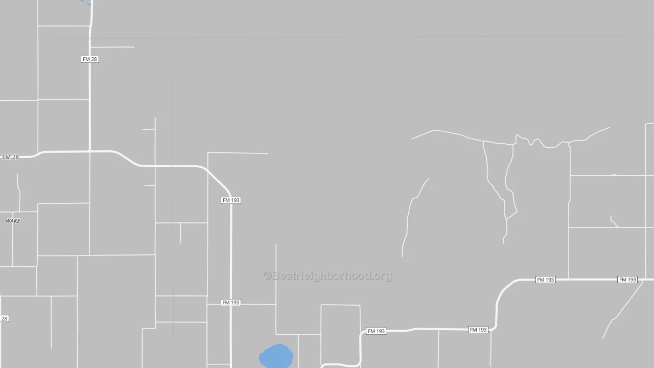 Walk Grade map of Wake, TX, walkable areas in green and car-dependent areas in red